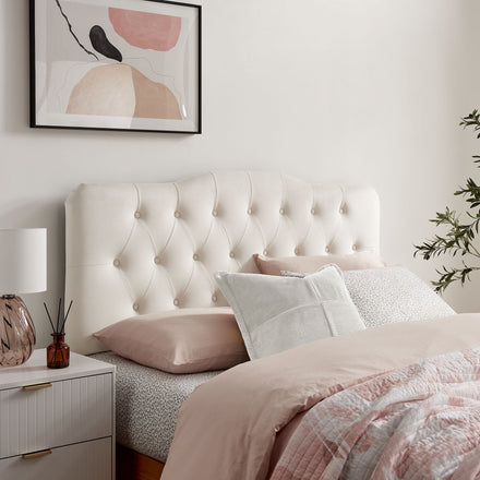 Annabel Stain-Resistant Performance Velvet King Headboard in Alabaster
