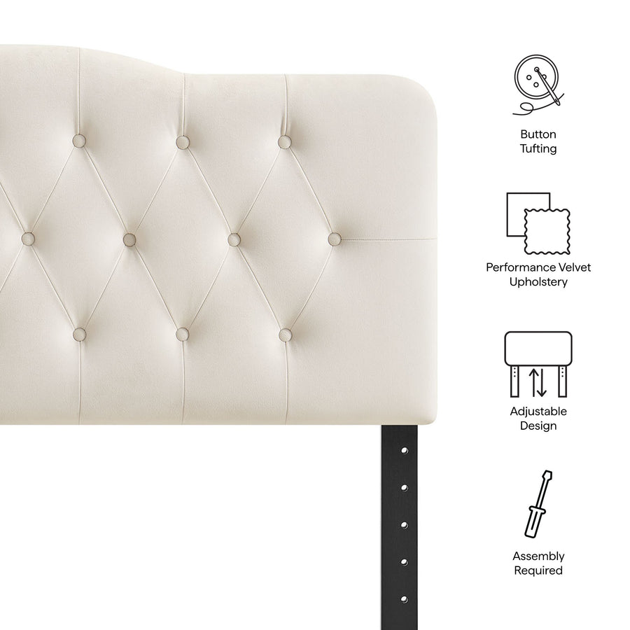 Sage Stain-Resistant Performance Velvet King Headboard in Alabaster