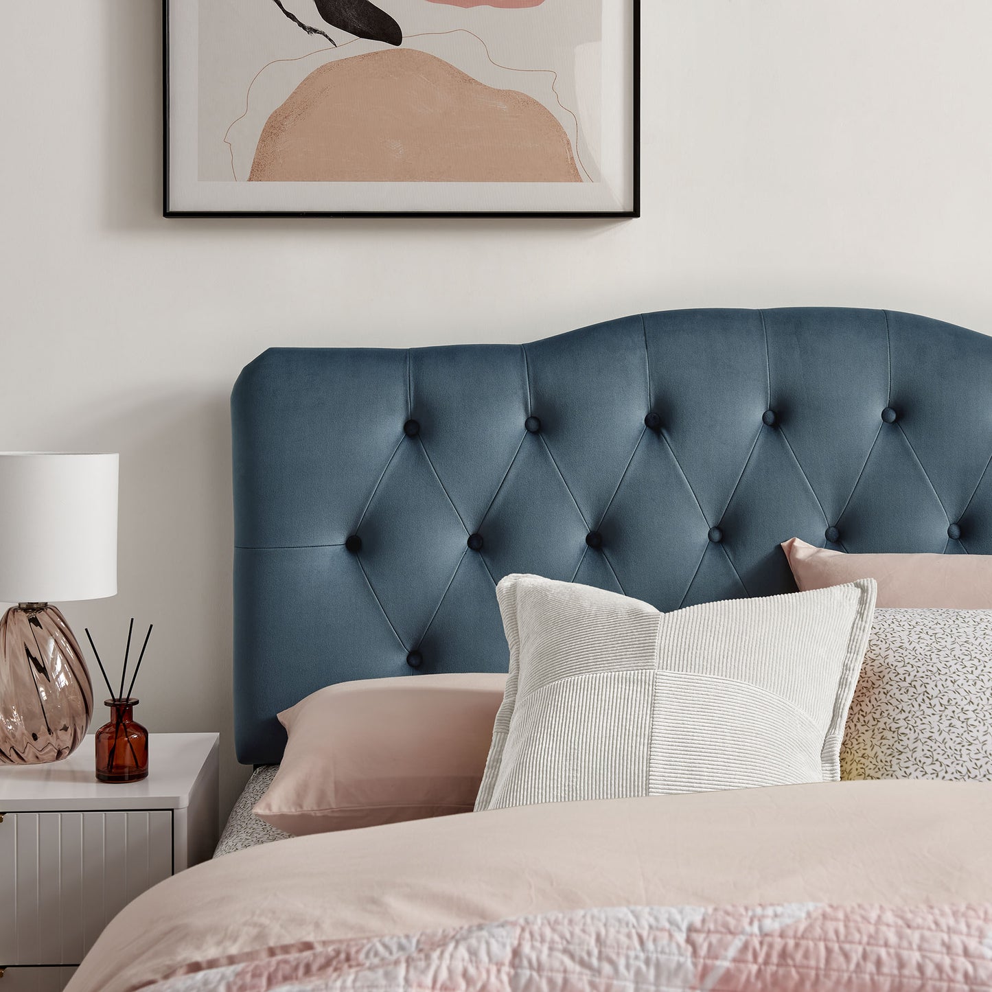 Sage Stain-Resistant Performance Velvet King Headboard in Cadet Blue