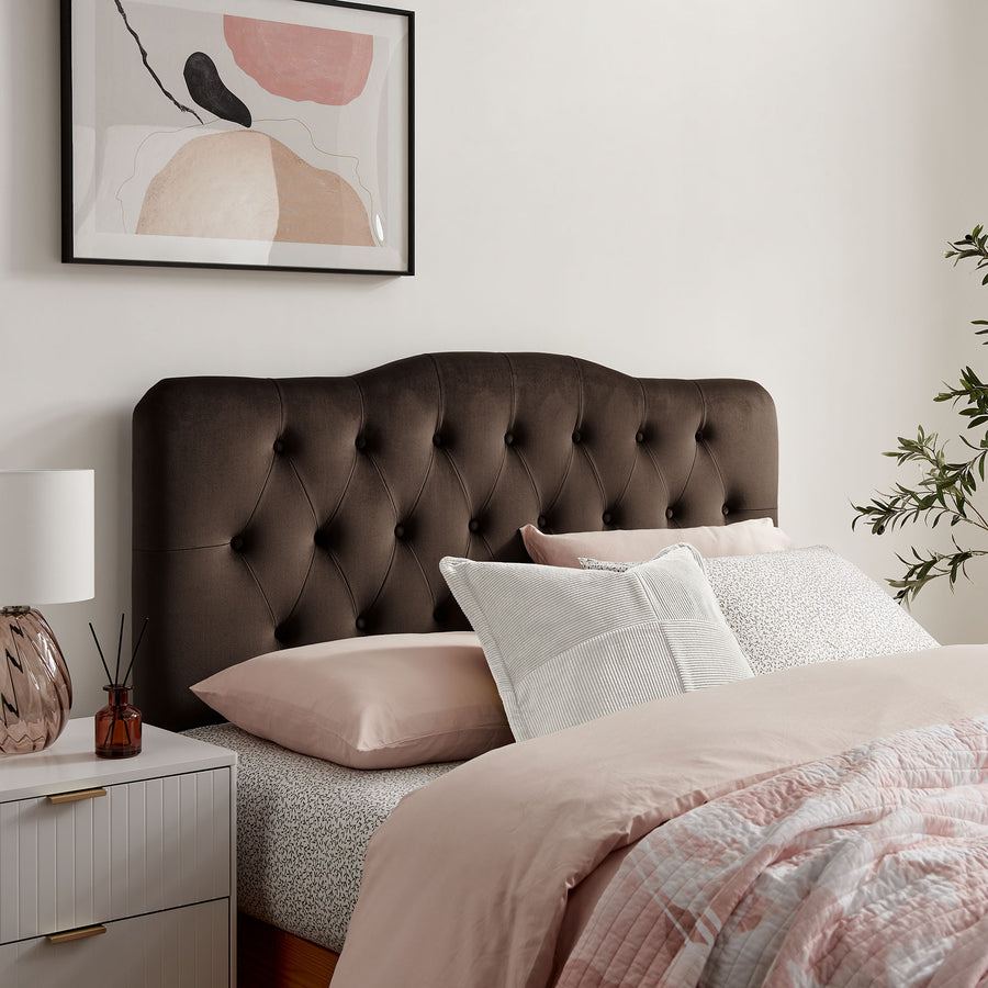 Sage Stain-Resistant Performance Velvet King Headboard in Chocolate Brown