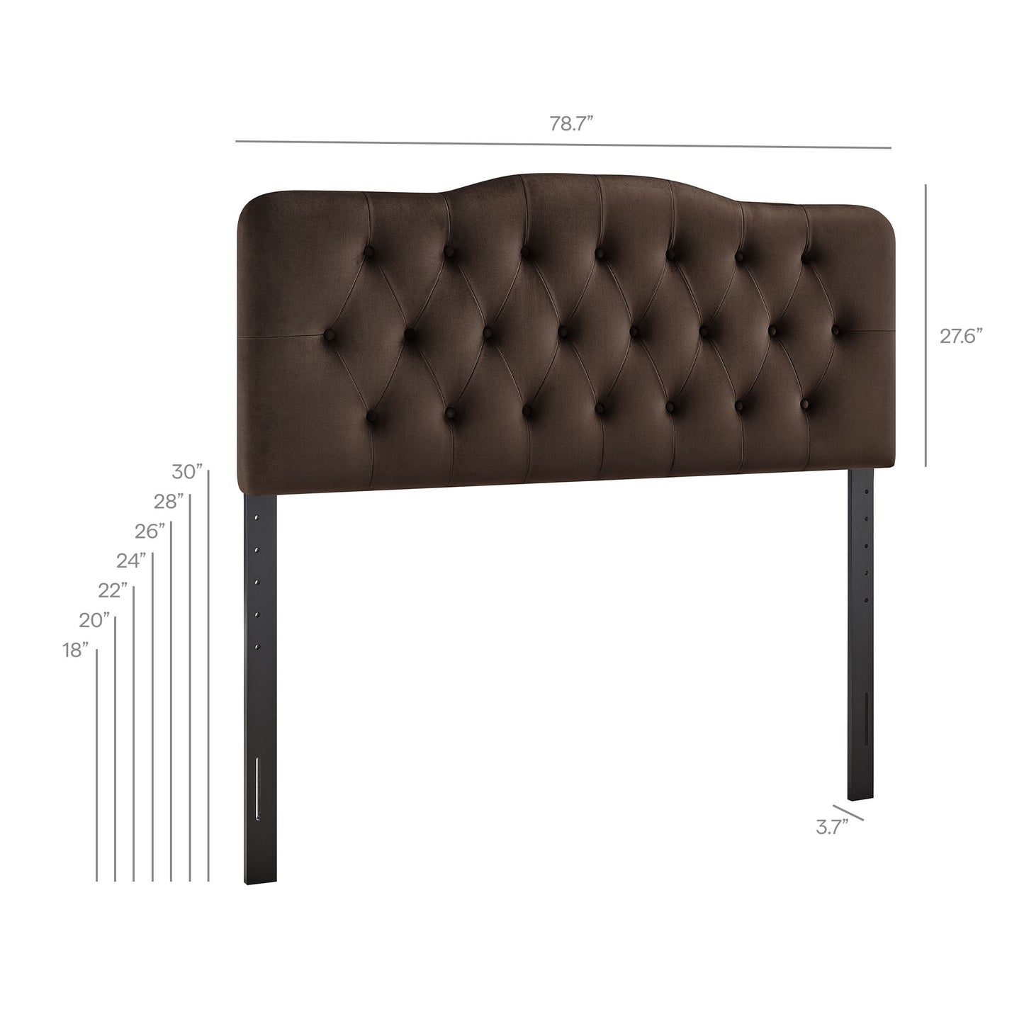 Sage Stain-Resistant Performance Velvet King Headboard in Chocolate Brown