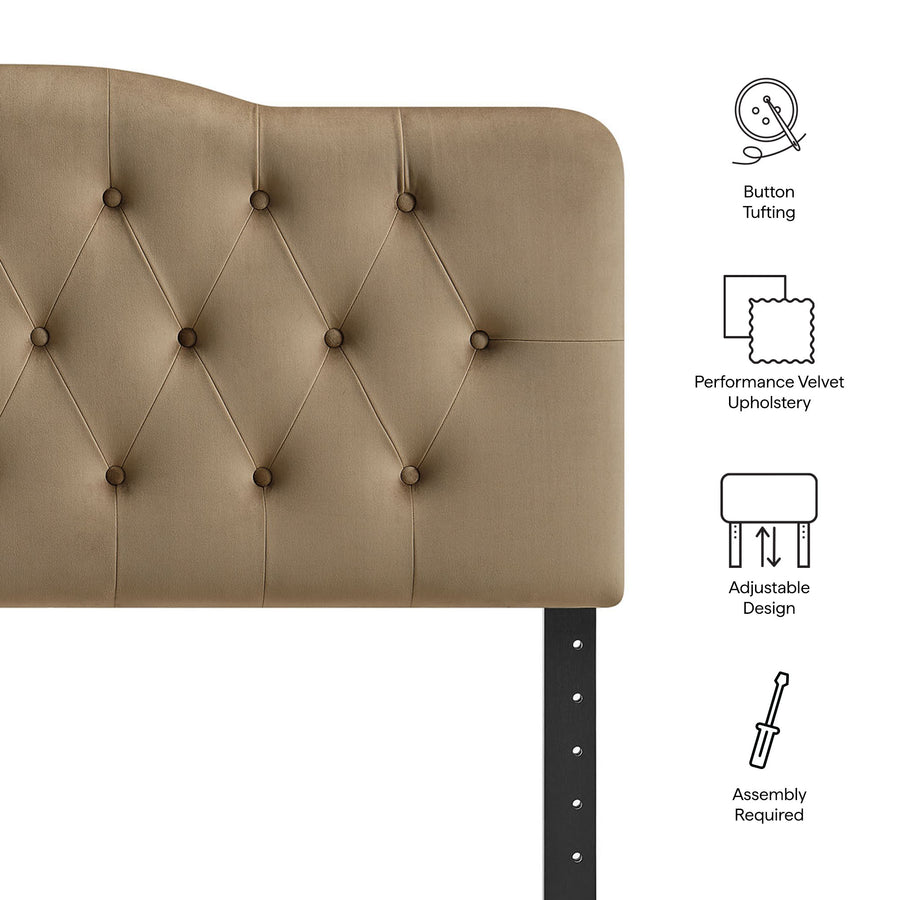 Sage Stain-Resistant Performance Velvet King Headboard in Taupe