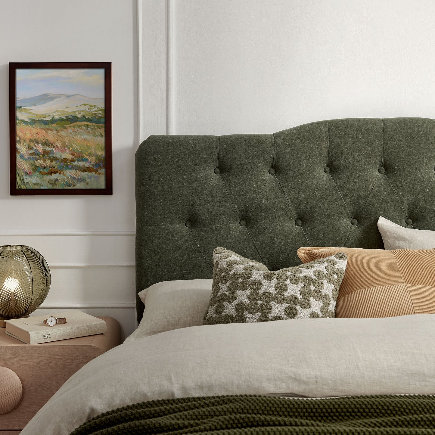 Sage Premium Linen Blend King Headboard in Sage