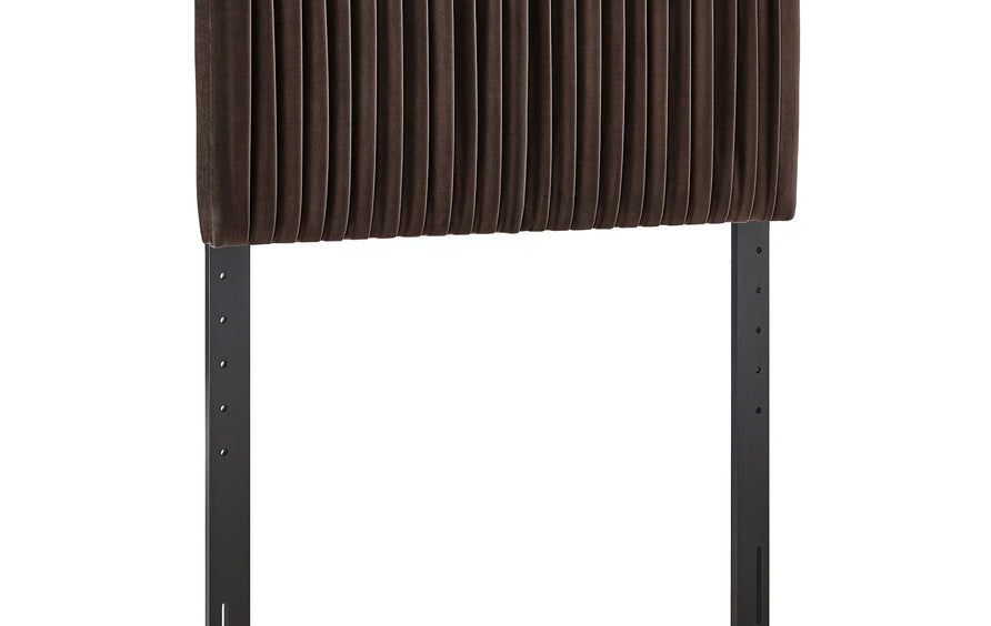 Mira Stain-Resistant Performance Velvet Twin Headboard in Chocolate Brown