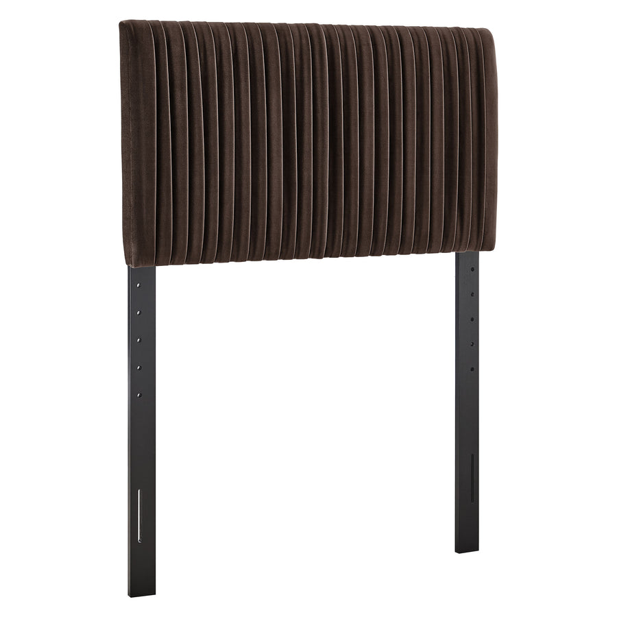 Mira Stain-Resistant Performance Velvet Twin Headboard in Chocolate Brown