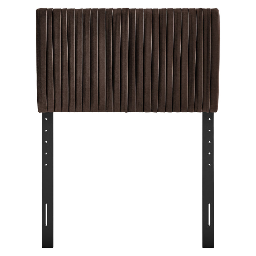 Mira Stain-Resistant Performance Velvet Twin Headboard in Chocolate Brown