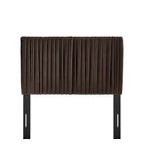 Mira Stain-Resistant Performance Velvet Twin Headboard in Chocolate Brown