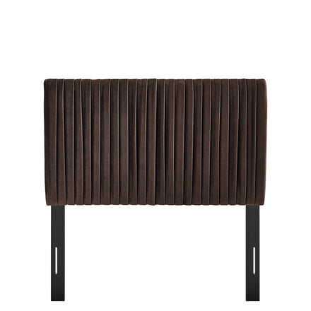 Eloise Stain-Resistant Performance Velvet Twin Headboard in Chocolate Brown