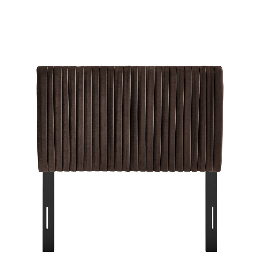 Mira Stain-Resistant Performance Velvet Twin Headboard in Chocolate Brown