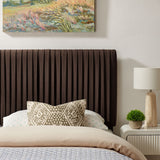 Mira Stain-Resistant Performance Velvet Twin Headboard in Chocolate Brown