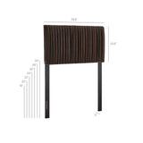 Mira Stain-Resistant Performance Velvet Twin Headboard in Chocolate Brown