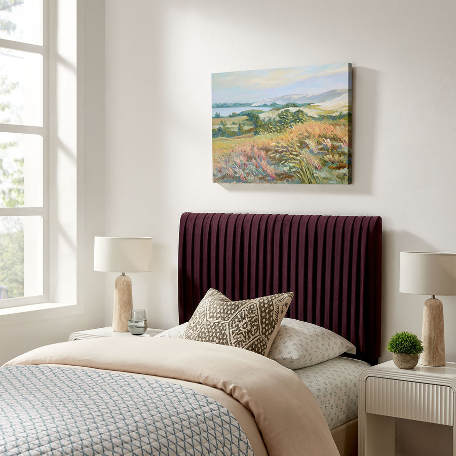 Mira Stain-Resistant Performance Velvet Twin Headboard in Mulberry