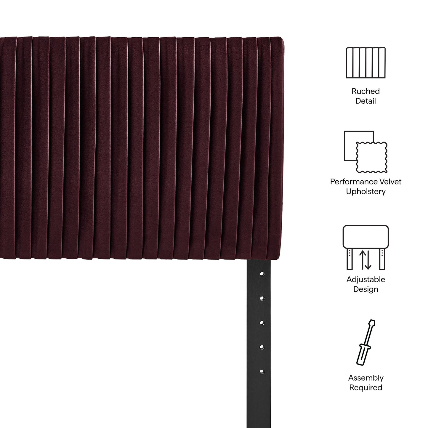 Mira Stain-Resistant Performance Velvet Twin Headboard in Mulberry
