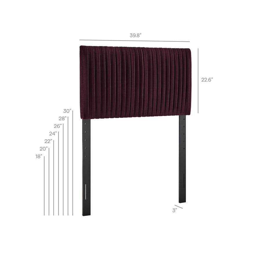 Mira Stain-Resistant Performance Velvet Twin Headboard in Mulberry