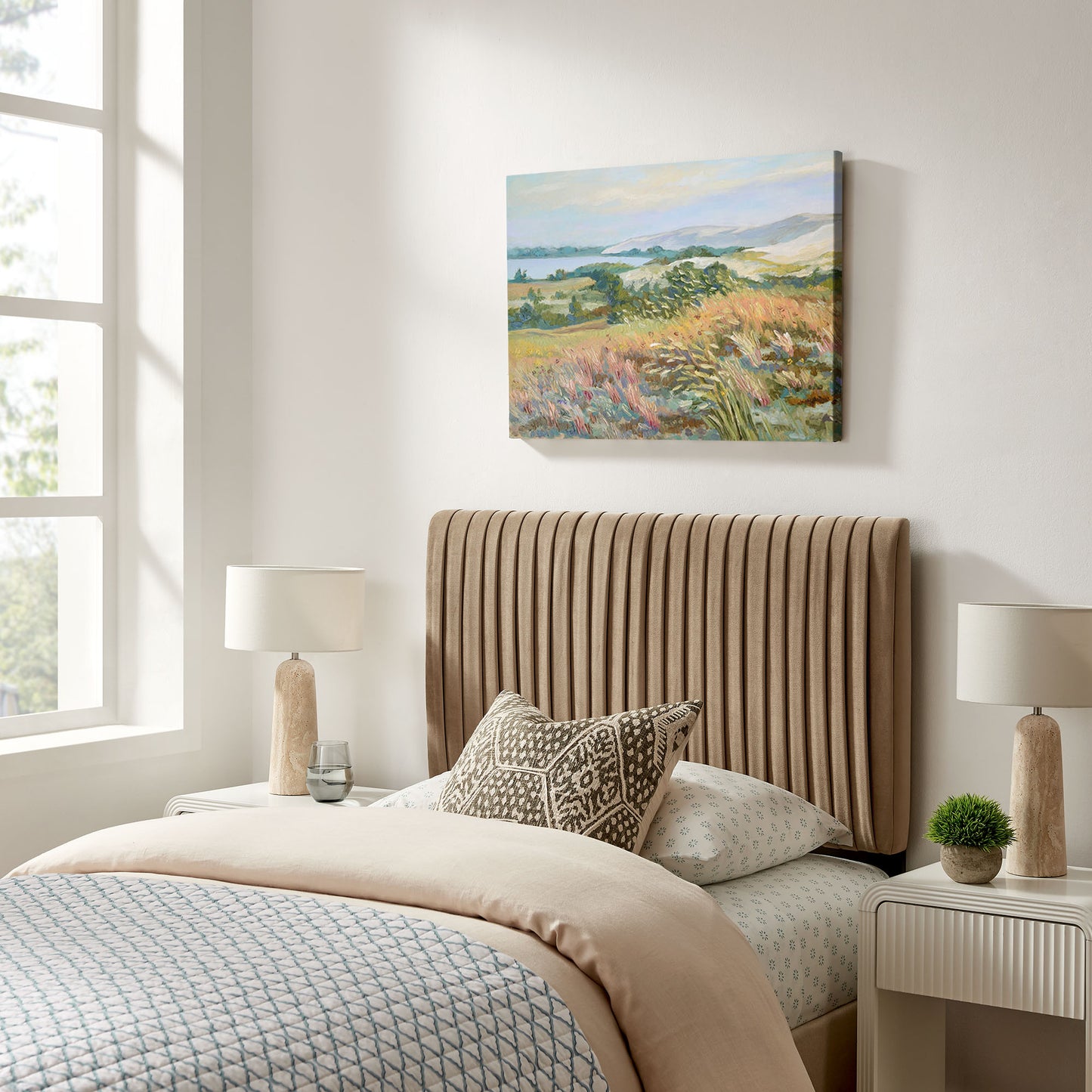 Mira Stain-Resistant Performance Velvet Twin Headboard in Taupe
