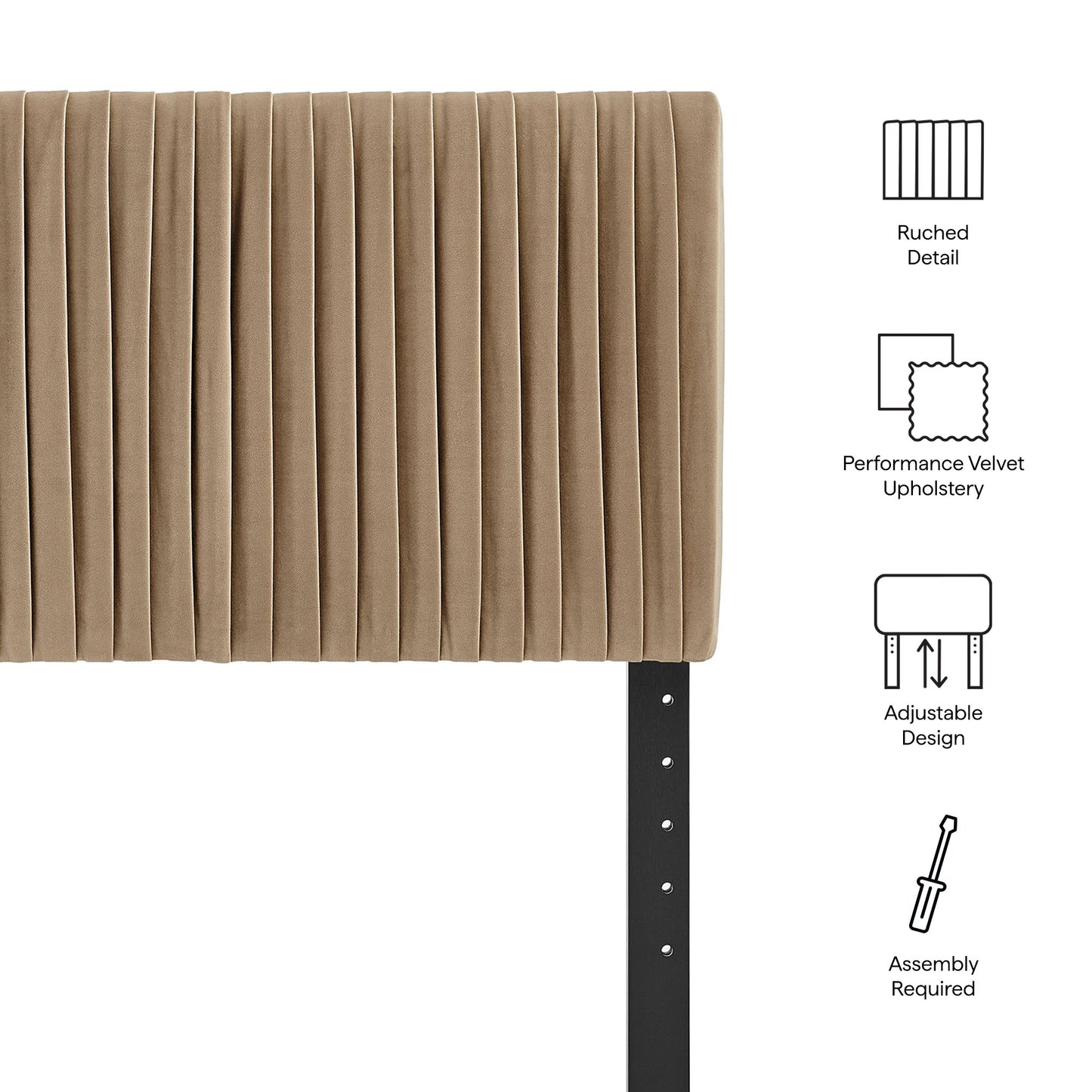Mira Stain-Resistant Performance Velvet Twin Headboard in Taupe