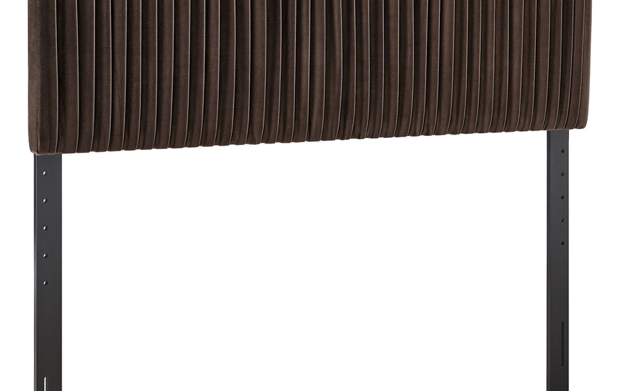 Mira Stain-Resistant Performance Velvet Full Headboard in Chocolate Brown