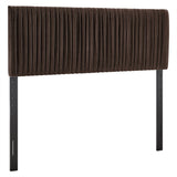 Mira Stain-Resistant Performance Velvet Full Headboard in Chocolate Brown