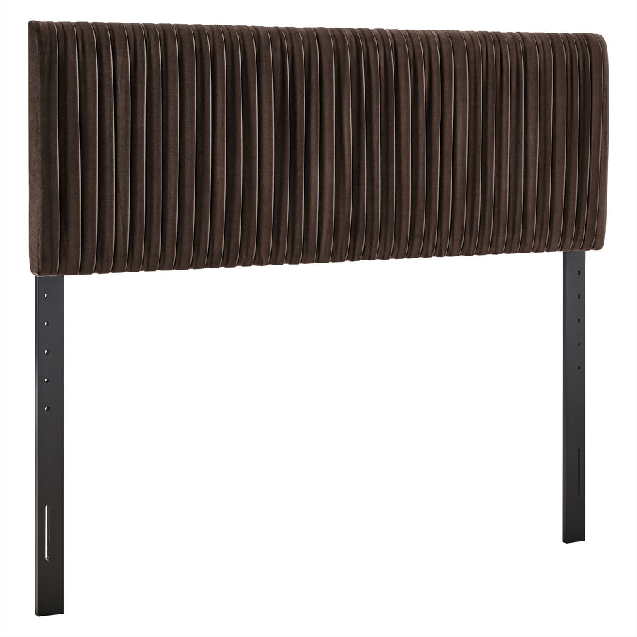 Mira Stain-Resistant Performance Velvet Full Headboard in Chocolate Brown