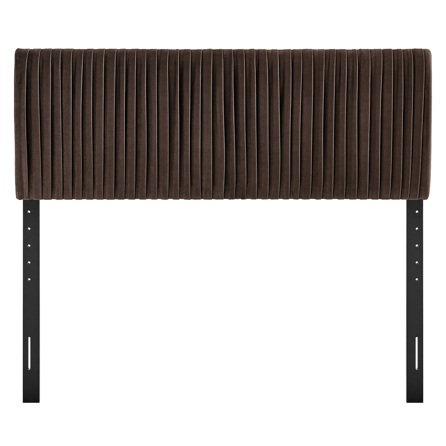 Mira Stain-Resistant Performance Velvet Full Headboard in Chocolate Brown