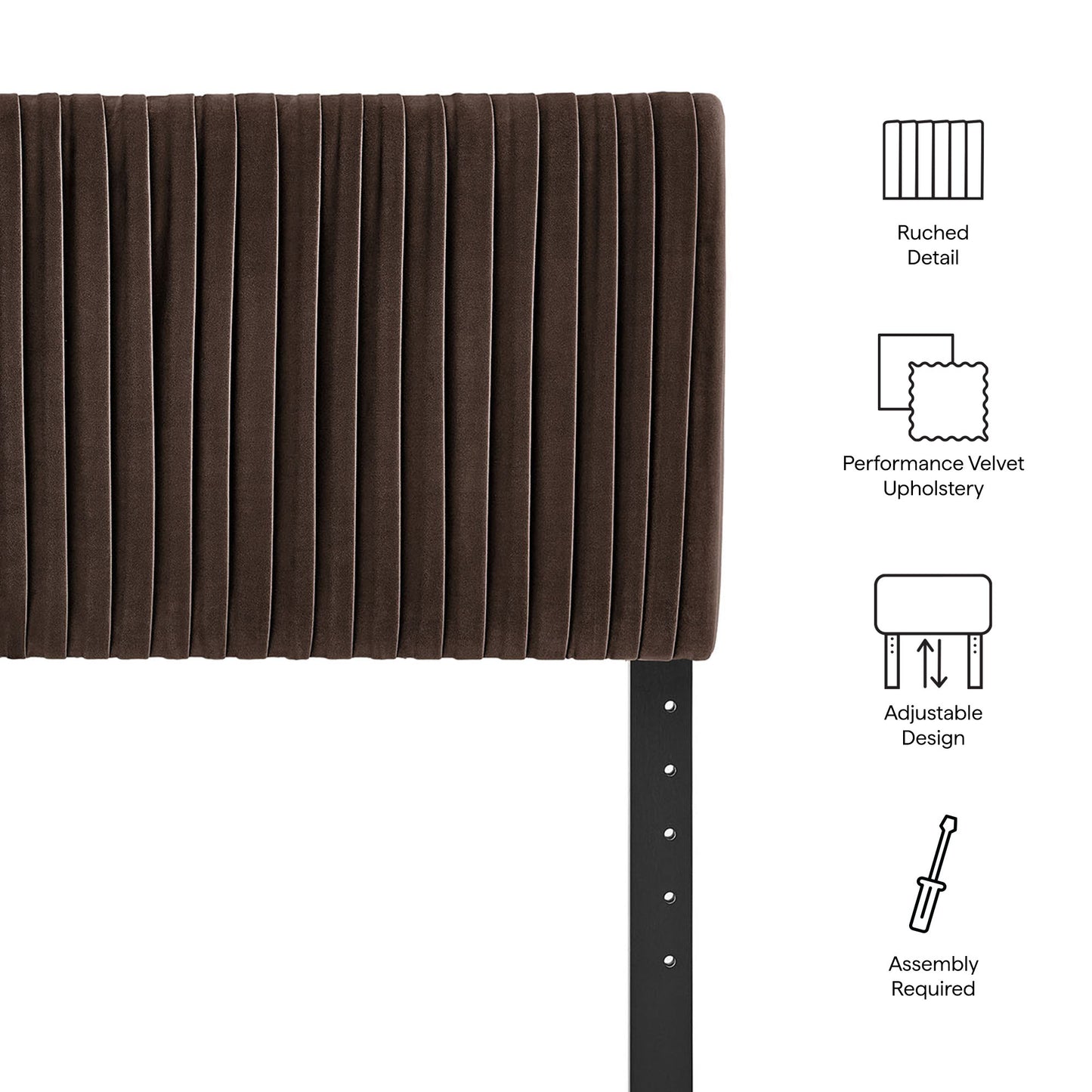 Mira Stain-Resistant Performance Velvet Full Headboard in Chocolate Brown