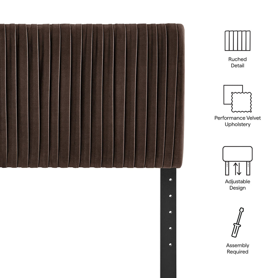 Mira Stain-Resistant Performance Velvet Full Headboard in Chocolate Brown