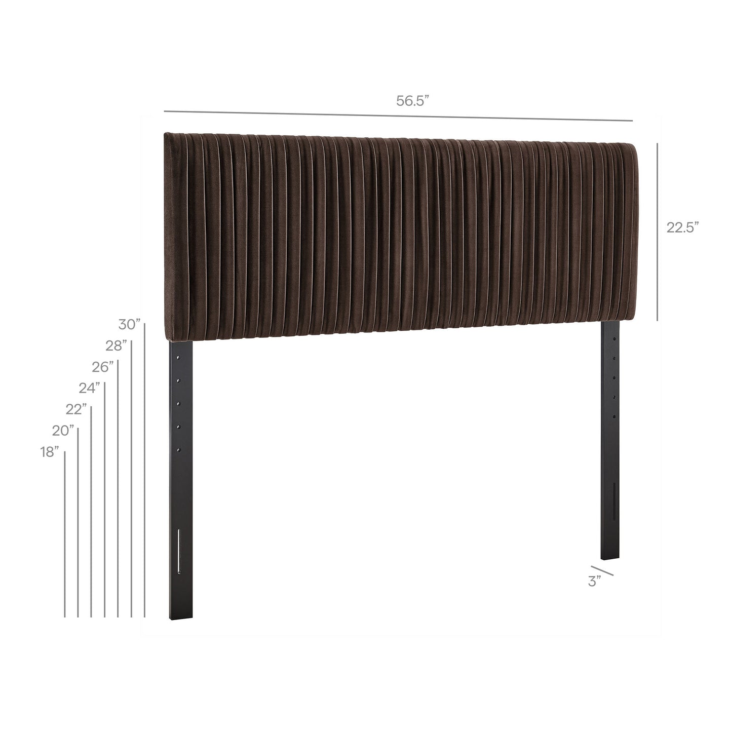Mira Stain-Resistant Performance Velvet Full Headboard in Chocolate Brown