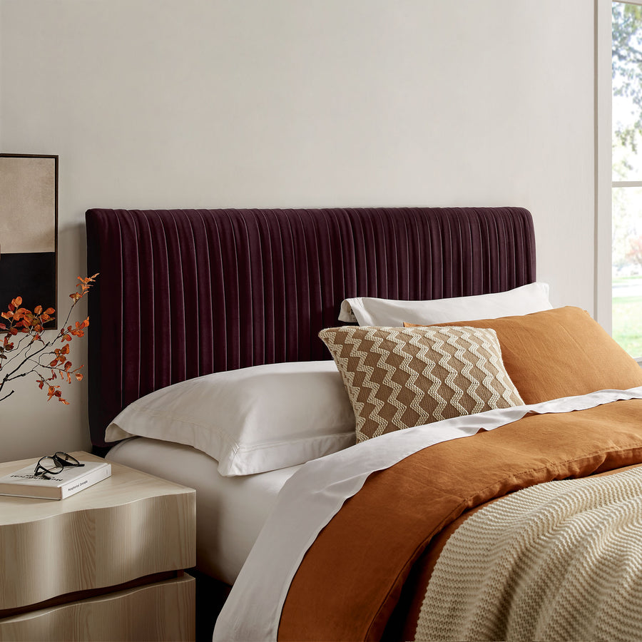 Mira Stain-Resistant Performance Velvet Full Headboard in Mulberry