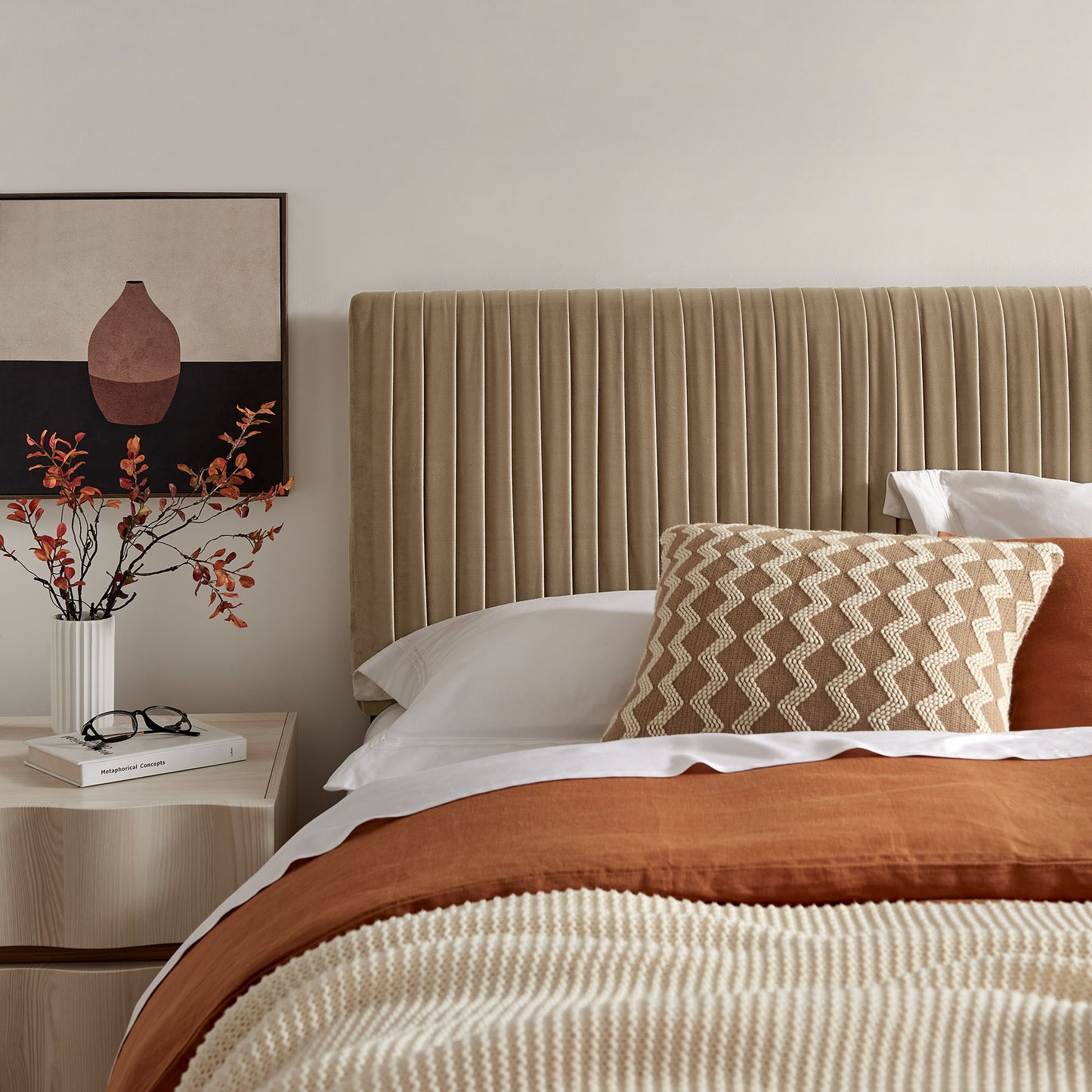Mira Stain-Resistant Performance Velvet Full Headboard in Taupe