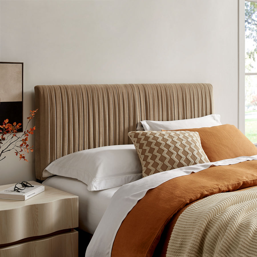 Mira Stain-Resistant Performance Velvet Full Headboard in Taupe