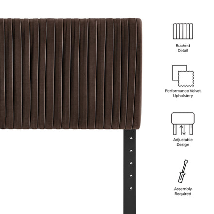 Eloise Stain-Resistant Performance Velvet Queen Headboard in Chocolate Brown
