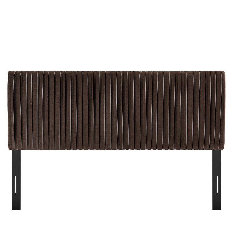 Mira Stain-Resistant Performance Velvet King Headboard in Chocolate Brown