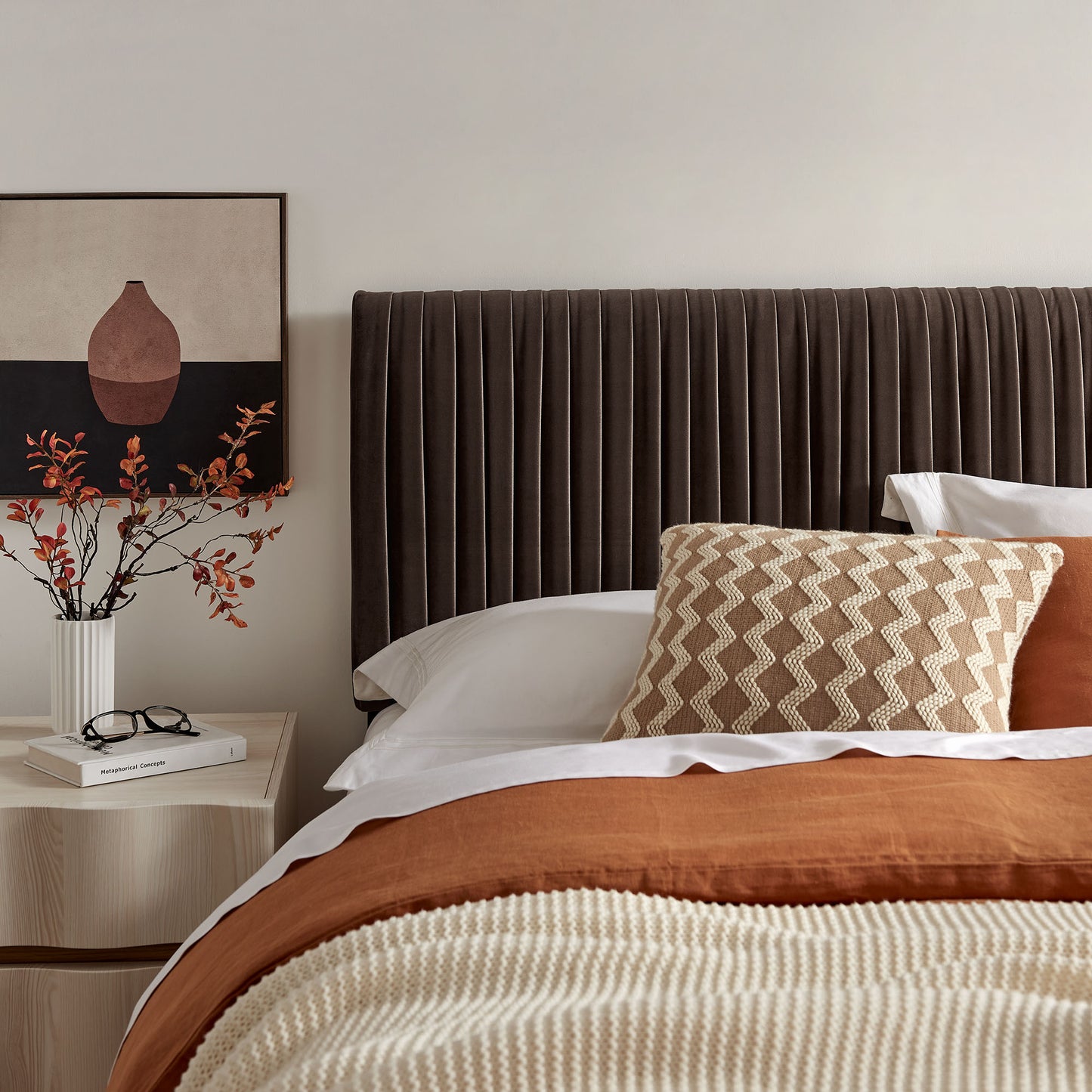 Mira Stain-Resistant Performance Velvet King Headboard in Chocolate Brown