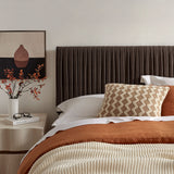 Mira Stain-Resistant Performance Velvet King Headboard in Chocolate Brown