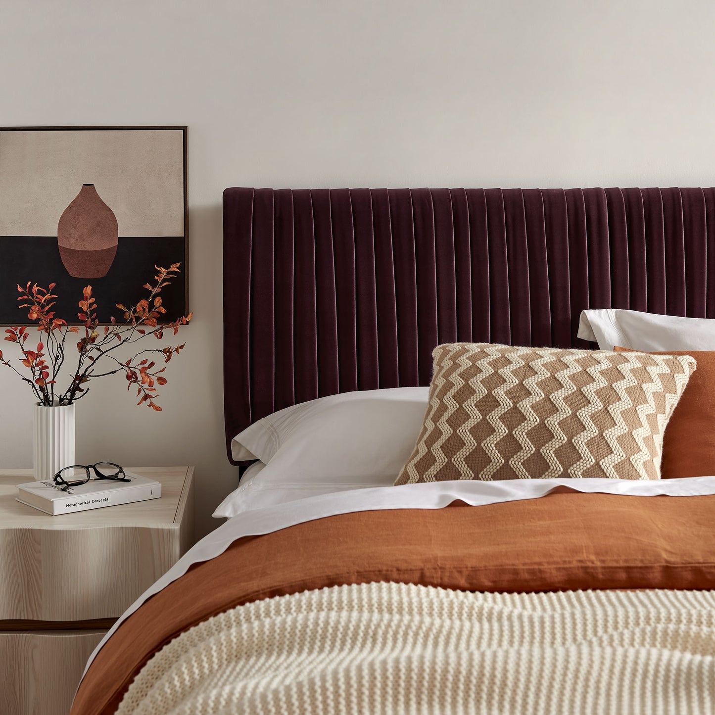 Mira Stain-Resistant Performance Velvet King Headboard in Mulberry