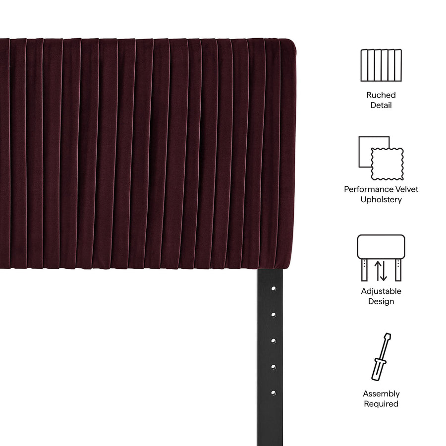 Mira Stain-Resistant Performance Velvet King Headboard in Mulberry