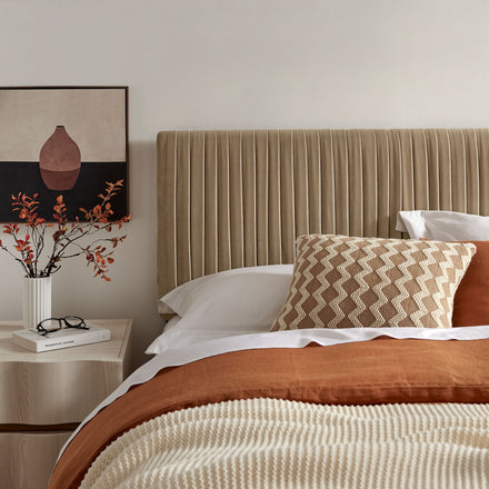 Eloise Stain-Resistant Performance Velvet King Headboard in Taupe