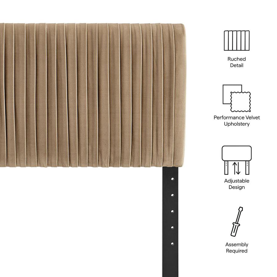 Mira Stain-Resistant Performance Velvet King Headboard in Taupe