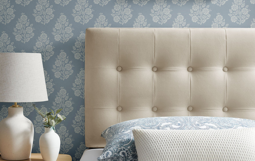 Vale Stain-Resistant Performance Velvet Twin Size Headboard in Alabaster