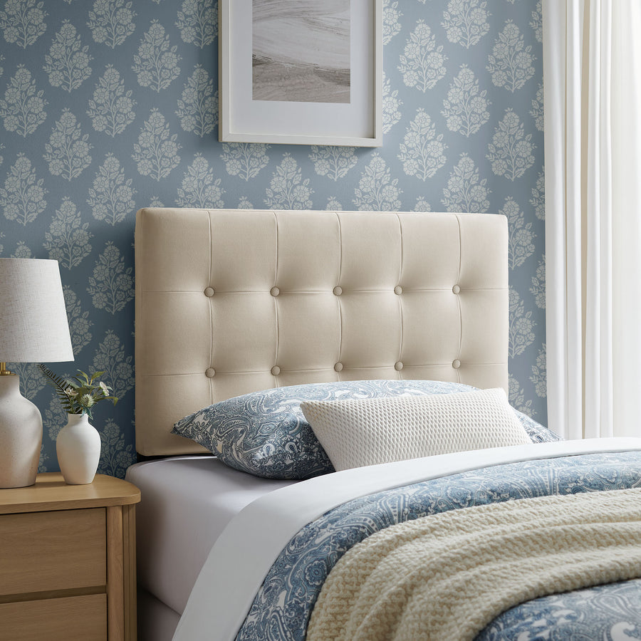 Vale Stain-Resistant Performance Velvet Twin Size Headboard in Alabaster