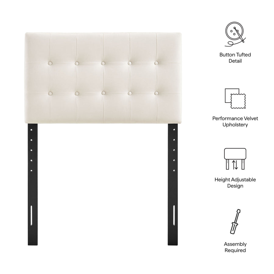 Vale Stain-Resistant Performance Velvet Twin Size Headboard in Alabaster