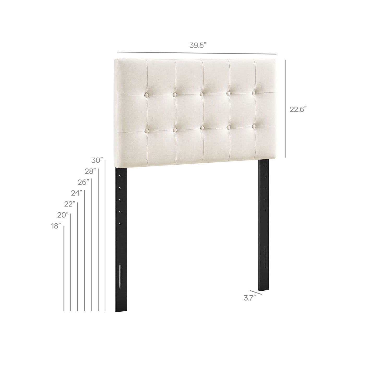 Vale Stain-Resistant Performance Velvet Twin Size Headboard in Alabaster