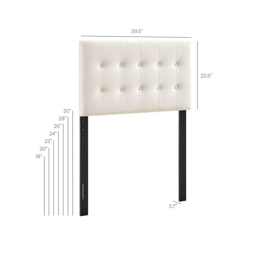 Vale Stain-Resistant Performance Velvet Twin Size Headboard in Alabaster