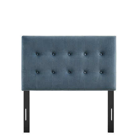 Emily Stain-Resistant Performance Velvet Twin Size Headboard in Cadet Blue