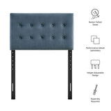 Vale Stain-Resistant Performance Velvet Twin Size Headboard in Cadet Blue