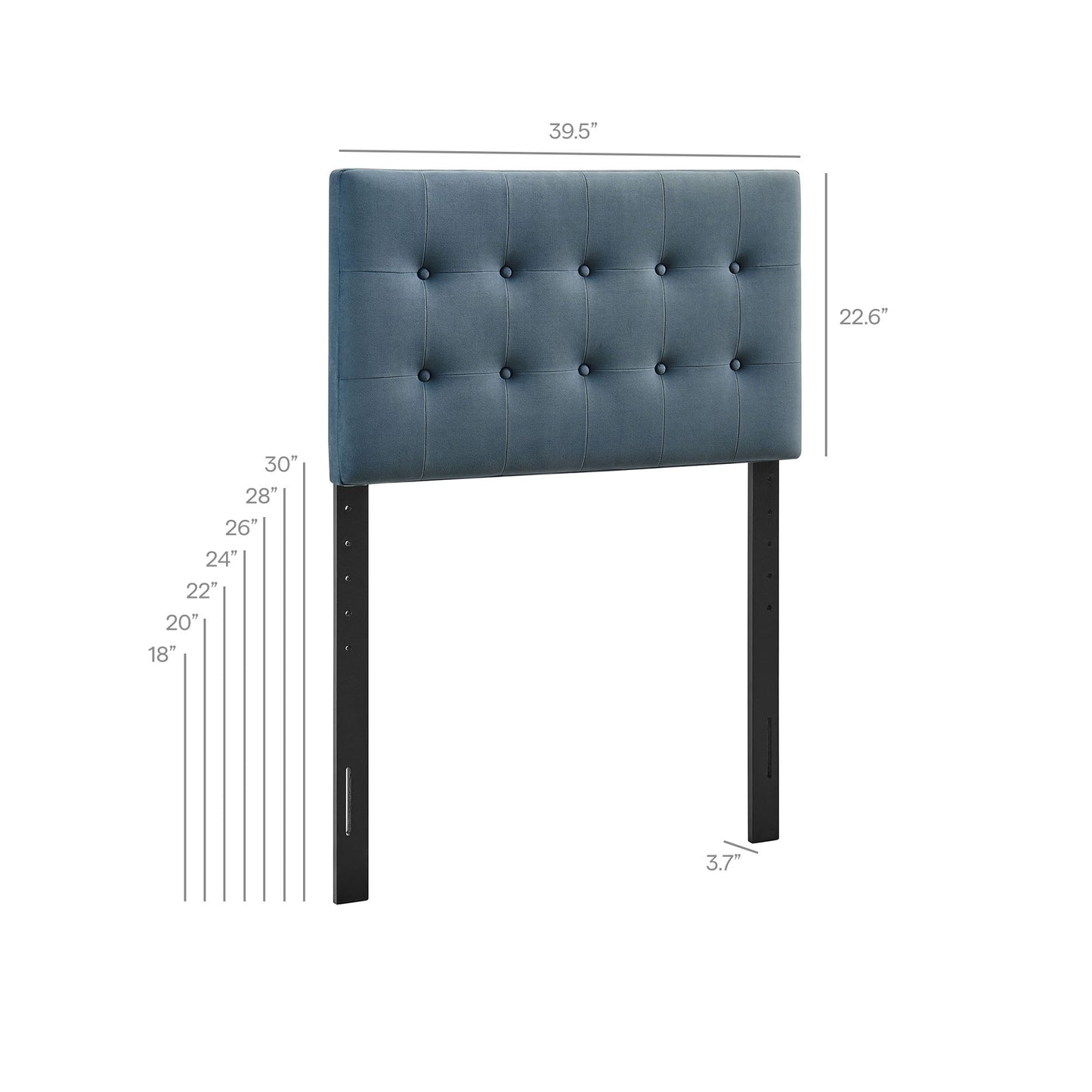 Vale Stain-Resistant Performance Velvet Twin Size Headboard in Cadet Blue