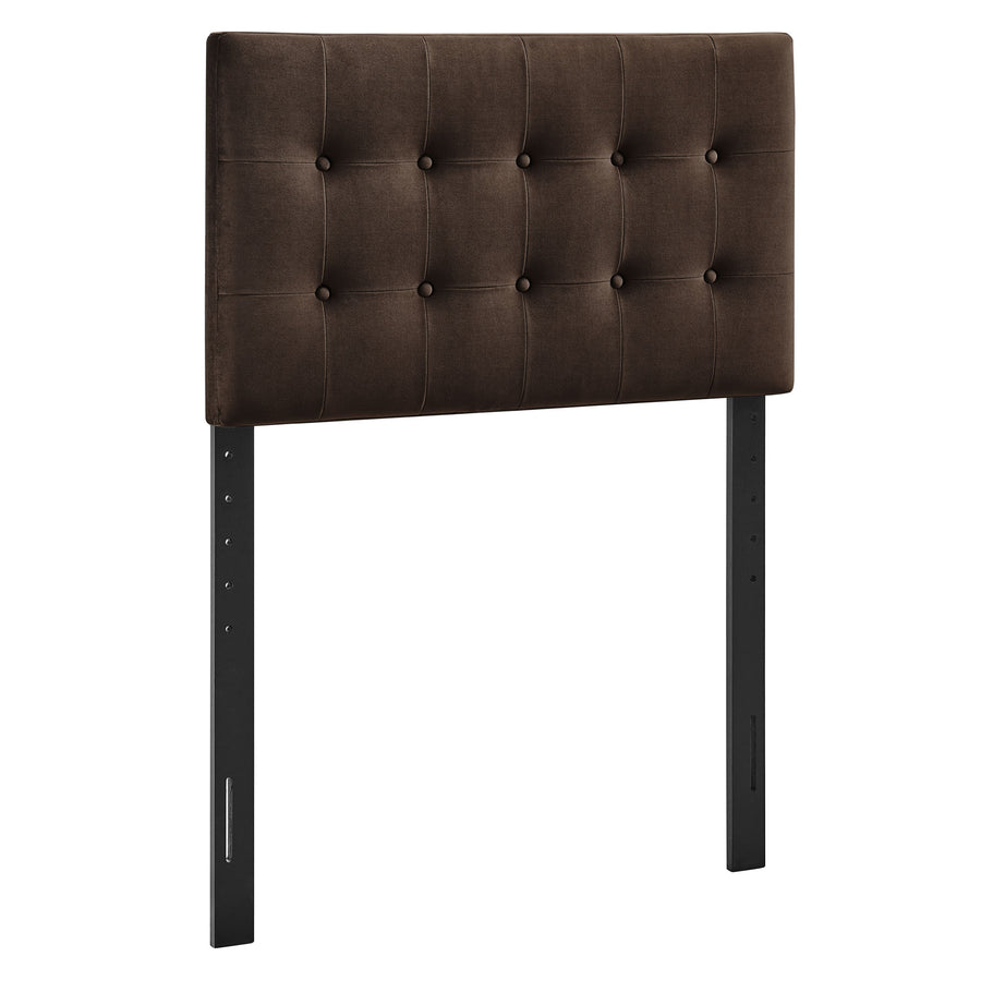 Vale Stain-Resistant Performance Velvet Twin Size Headboard in Chocolate Brown
