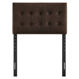 Vale Stain-Resistant Performance Velvet Twin Size Headboard in Chocolate Brown