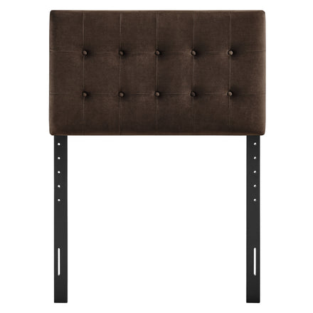 Emily Stain-Resistant Performance Velvet Twin Size Headboard in Chocolate Brown