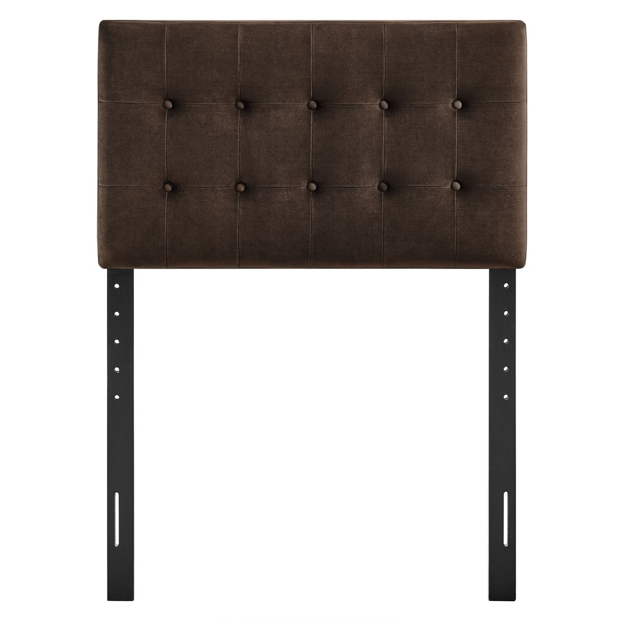 Vale Stain-Resistant Performance Velvet Twin Size Headboard in Chocolate Brown
